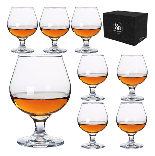 Glsairy Juego 8 Bonito Vaso Chupito Brandy Mini Vidrio Jerez