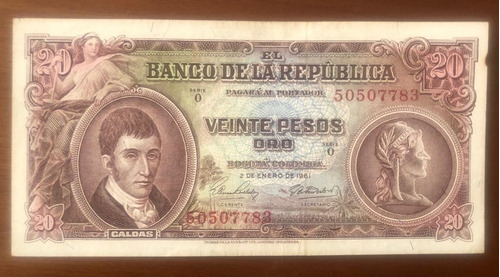 Billete De Colombia 1961