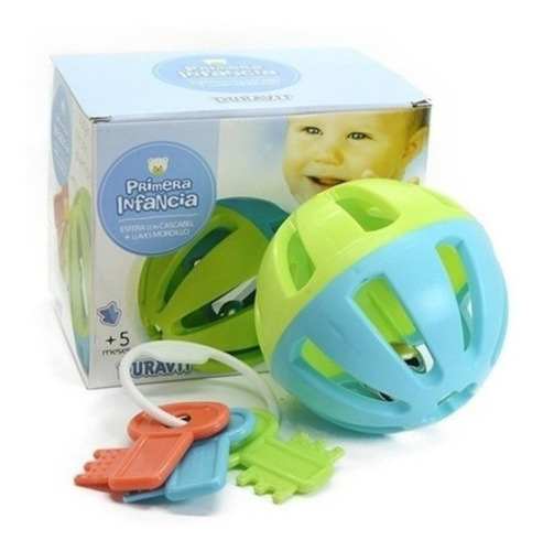 Imagen 1 de 6 de Set De Mordillo Y Sonajero Duravit 671 Pelota Con Cascabel