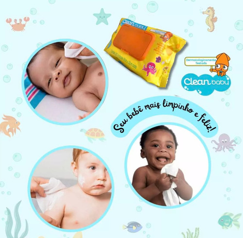 Toalhas Lenços Umedecidos Clean Baby Com Tampa - 05 Un C/120