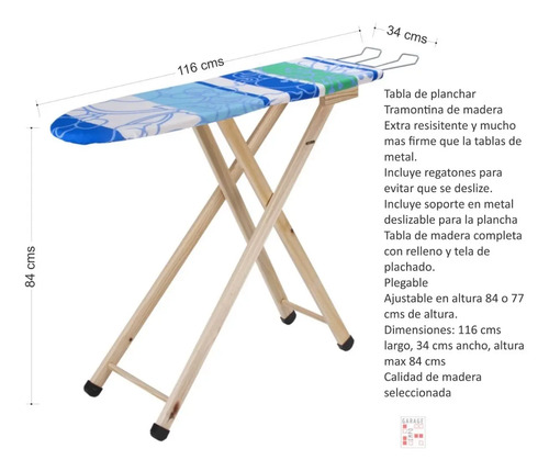 Tabla De Planchar Tramontina De Madera Reforzada Plegable | Cuotas sin  interés
