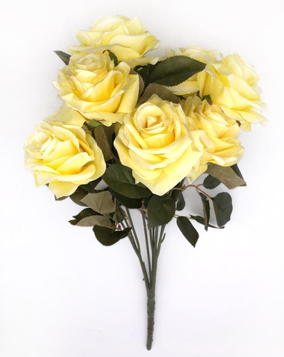 Buque De Rosas Grande Com 10 Flores Artificiais Amarelas | Parcelamento sem  juros