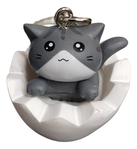 Llavero Gatito Kawaii En Cascaron.