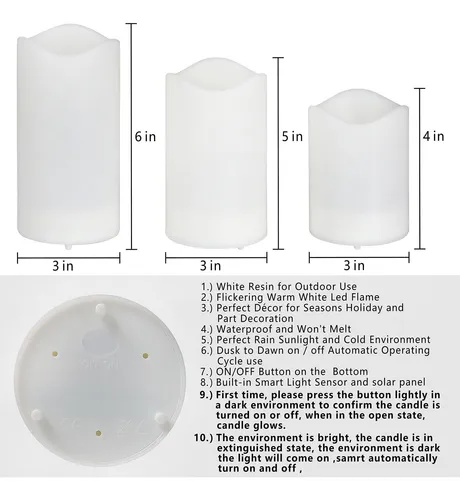 Vela Solar Led Octmustard Con Sensor De Luz Resistente Al...