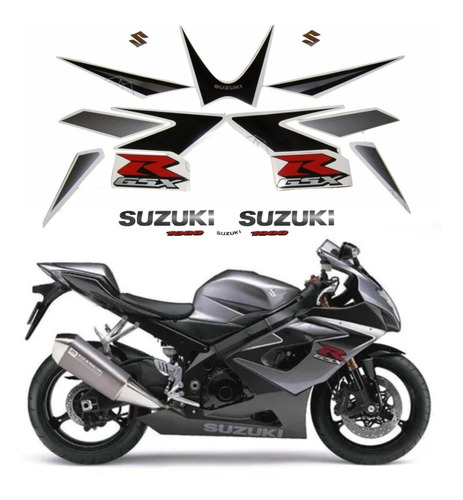 Kit Adesivo Decorativo Suzuki Gsxr 1000 2006 Cinza E Preta