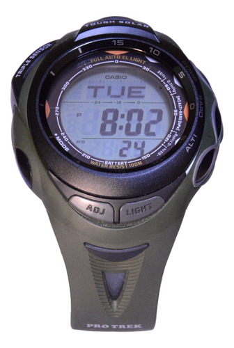 Reloj Casio Prg Sports90 Solar Triple Sensor Verde Oscuro Negro Gris
