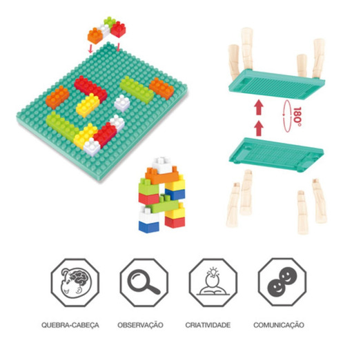 Mesa infantil educativa con bloques de montaje Mega Shopping color azul