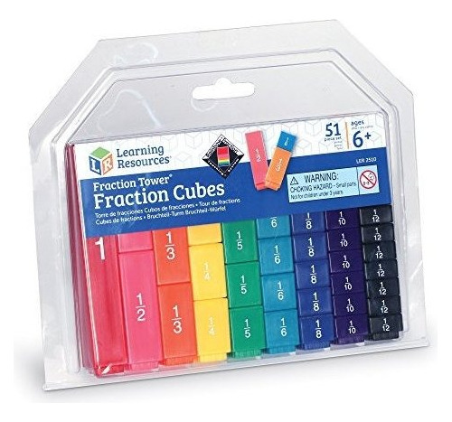 Learning Resources Fraction Tower Fraction Cubes, 51 Piezas