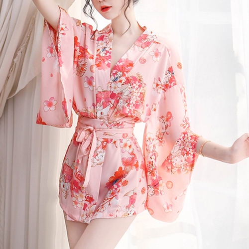 Bata De Baño Con Estampado Floral En A Para Mujer, Conjunto