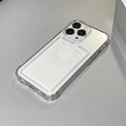 Shockproof Silicone Clear Case For iPhone 15 14 13 12 Mini 11 Pro Xs Max X Xr 6 6s 7 8 Plus Protection Back Card Pocket