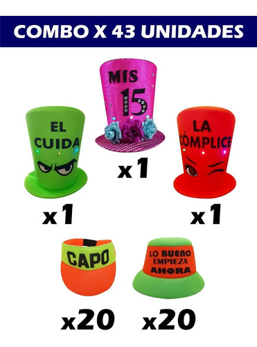 Cotillón Carioca, Gorros Para Cotillón, 15 Años X 43u