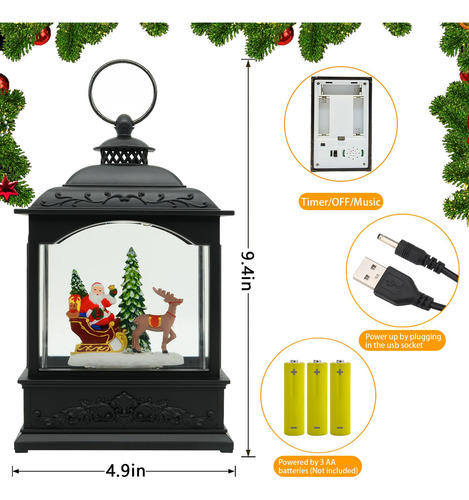 Linterna De Navidad Con Globos De Nieve Y Música Led