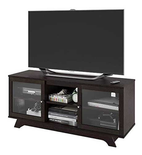 Mueble Para Tv Con Estantes De Madera Color Marrón.