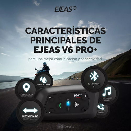 Kit X2 Intercomunicador Casco Moto Ejeas V6 Pro Gaona Motos