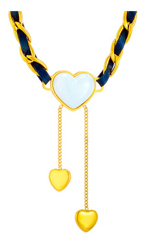 Choker Borla De Corazón - Collar Acero Bañado En Oro 18k
