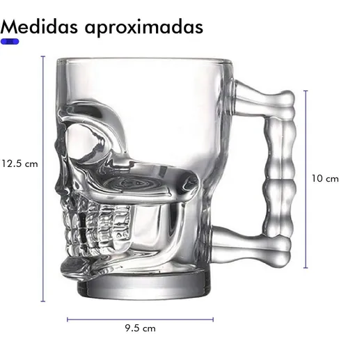 Pack 6 Tarros Cerveza Cráneo Calaca Vidrio Calavera 500ml