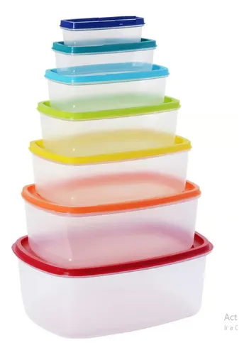 comprar Recipientes Hermeticos X14 Rectangular Con Tapa Apilables Color Transparente