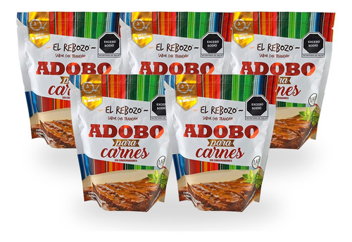 Adobo El Rebozo 5 Bolsas De 200g C/u