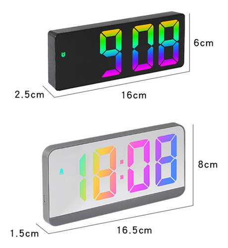 0725 Reloj Despertador Black Shell Black Surface C Con Fuent