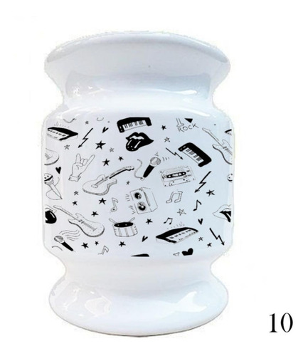 Mate Ceramica + Bombilla Notas Musicales Llama Cactus Regalo
