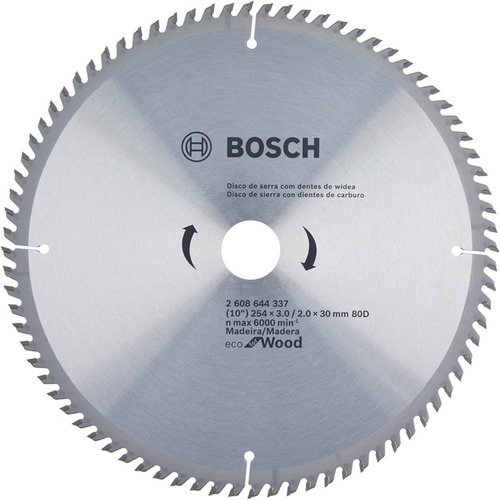 Hoja Disco Sierra Circular Bosch 254mm 80d Madera 2608644337