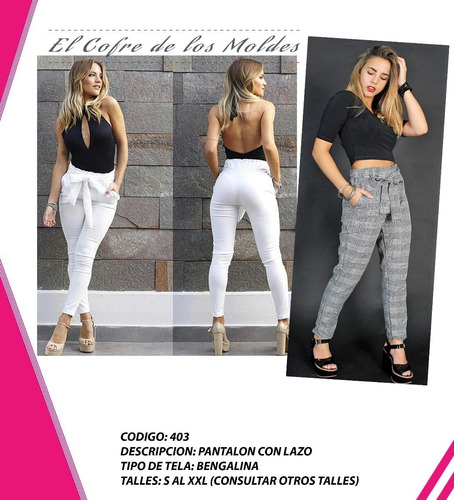 Molde Digital Pantalon Bengalina Con Lazo Pack 5 Talles!