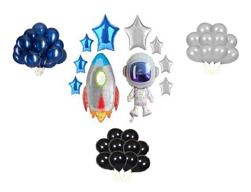 Combo 60 Globos  Metalizado Astronauta Espacial Ver Publicac