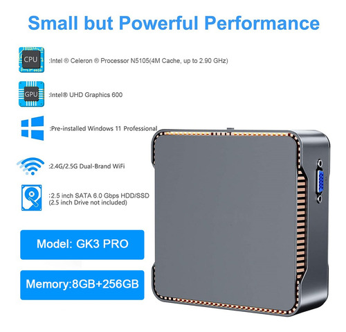 Mini Pc Host Win11 8+256 Ssd Intel N5105 2.9ghz Gk3 Pro