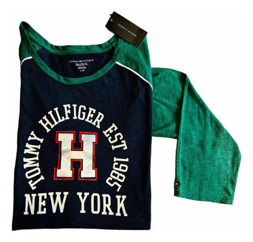 Remera Tommy Hilfiger Manga 3/4 Para Mujer Talle L Original