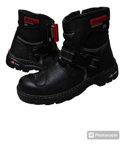 Bota Biker De Piel Para Hombre Con Reflejante