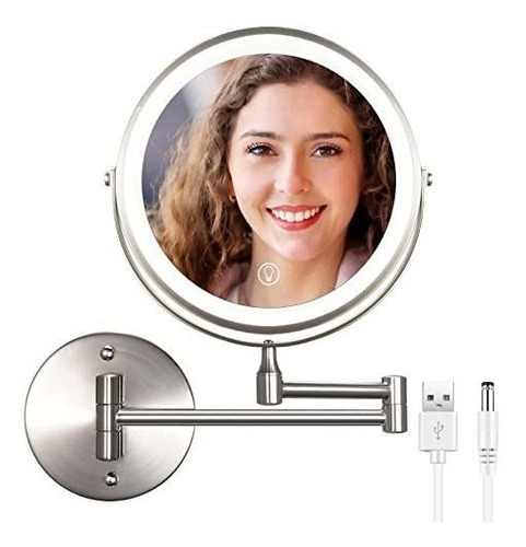 Espejo De Maquillaje Recargable Iluminado Montado En La Pare