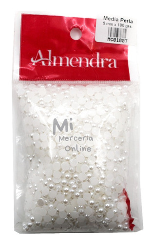 Medias Perlas Blancas Perladas De 5 Mm X 100 Gramos Almendra