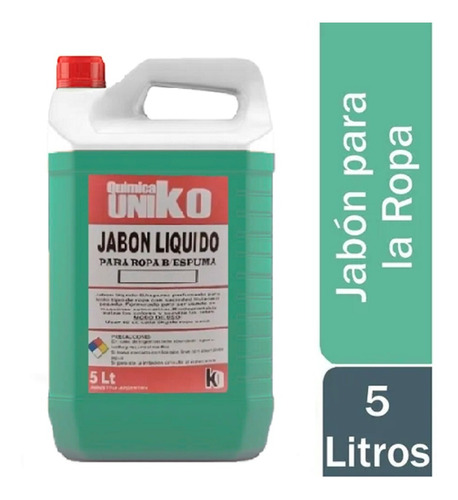 Jabon Liquido Para Ropa Uniko Baja Espuma 5 Litros