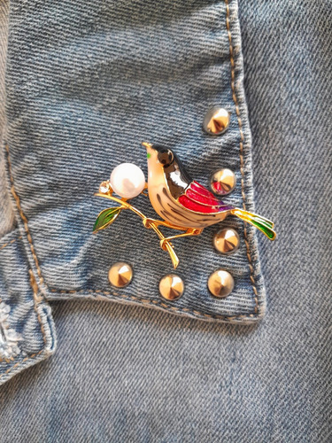 Prendedor Broche Aesthetic Cerezas. Charms Para Ropa. Verde Pájaro