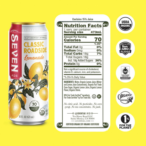 Limonada Clásica Seventeas, 16 Oz (paquete De 12 Latas), Org