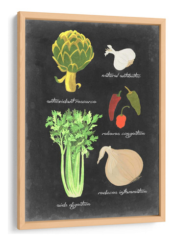 Cuadro Enmarcado Pino Pizarra Verduras Ii 30x45