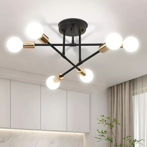 Lámpara De Techo Colgante Iluminación Moderna Con 6 Foco E27