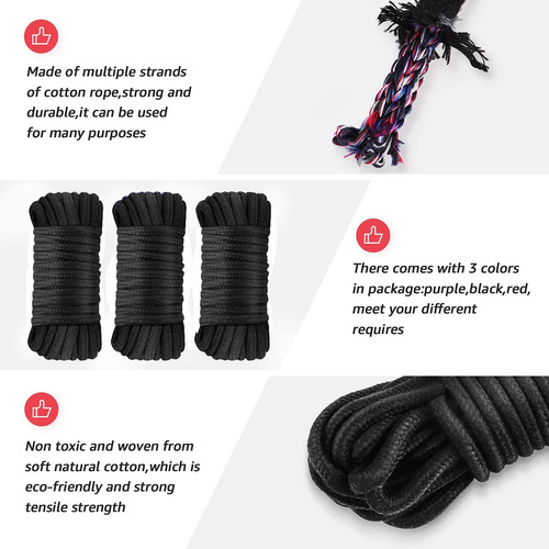Cuerda De Algodón Suave Multiusos Lavable Resistente Negra