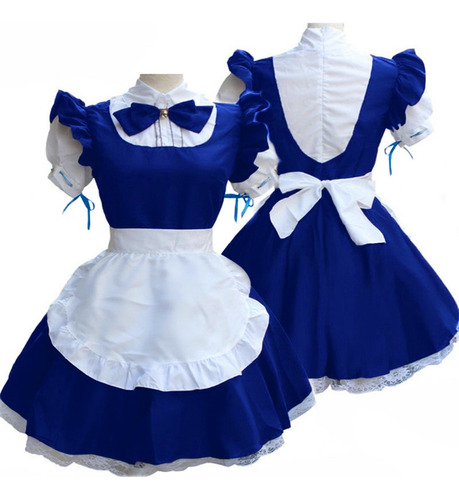 Maid Cosplay Disfraz Sombrero Delantal Falso Cuello Vestido