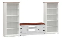 Comprar Mueble Rack De Tv + Bibliotecas - Modular - Home B\u002Fn - Lcm Color Blanco\u002FNogal