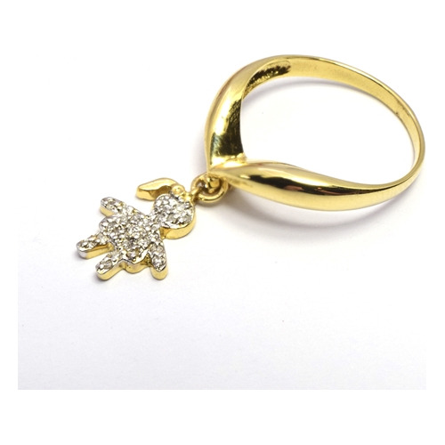 Anel Menina Ouro 18k Cravejado Com Diamantes