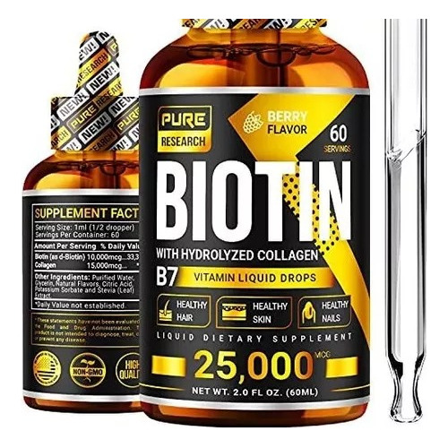 Biotin & Collagen 50,000mcg Hair Growth Liquid Drops, Suppo