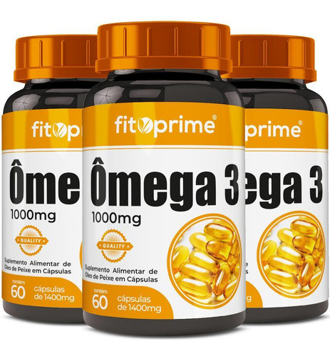 Kit 3 Ômega 3 Óleo De Peixe 1000mg Com 60 Cápsulas Fitoprime