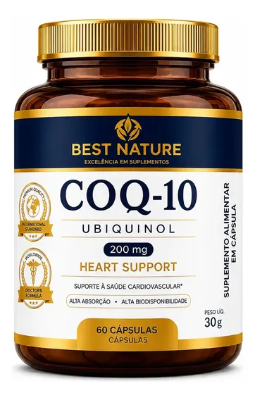 COENZIMA Q10 UBIQUINOL 200mg 60cps Best Nature Microgranulos Direto Da Fabrica Sem Sabor
