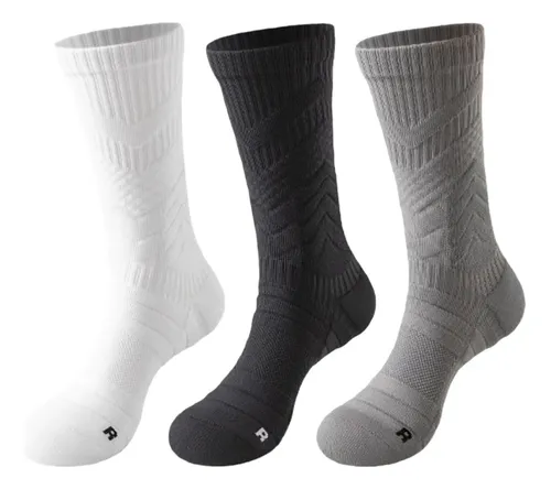 MLB 7449246360 3 Pares Meias Badminton Masculino Cano Longo Acolchoadas JM