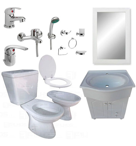 Combo Baño Completo Griferias Inodoro Vanitory C74 P