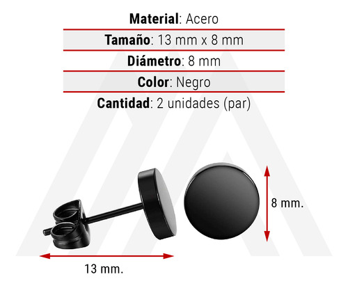 Set De Aros Acero Quirurgico Aros Hombre Mujer Tunel Negro