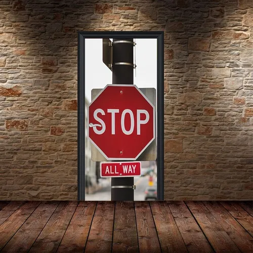 comprar Vinilo Para Puerta Stop Cartel Señales Rojo Vial Deco M9
