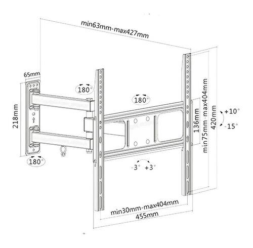 Imagen 2 de 5 de Soporte Tv Led 20 A 55 Pulgadas Brazo Articulado - Aym