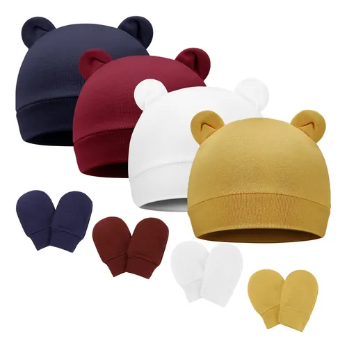 comprar 2024 Set De 4 Gorros Y Manoplas Para Bebé Recién Nacido